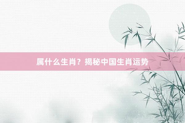 属什么生肖？揭秘中国生肖运势