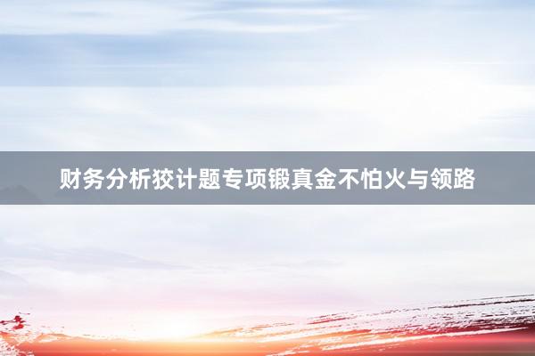 财务分析狡计题专项锻真金不怕火与领路