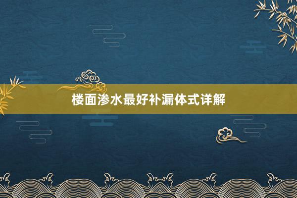 楼面渗水最好补漏体式详解