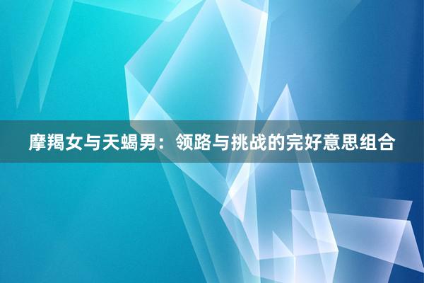 摩羯女与天蝎男：领路与挑战的完好意思组合